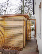 Gartenschuppen mit Sichtschutzzaun